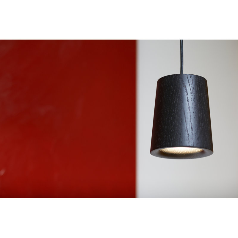 Solid 1 - Light LED Pendant, Black Stained Oak