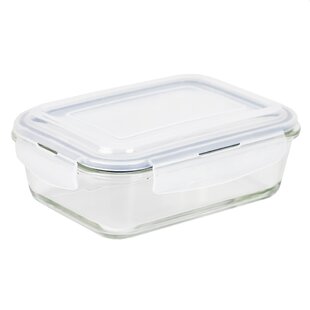 Michael Graves Design 27 Ounce High Borosilicate Glass Square Food Storage  Container with Indigo Rubber Seal, FOOD PREP