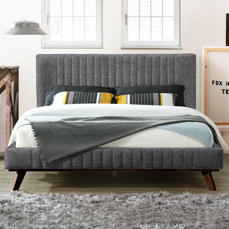 Sven Upholstered Platform Bed, Dark Gray, Queen