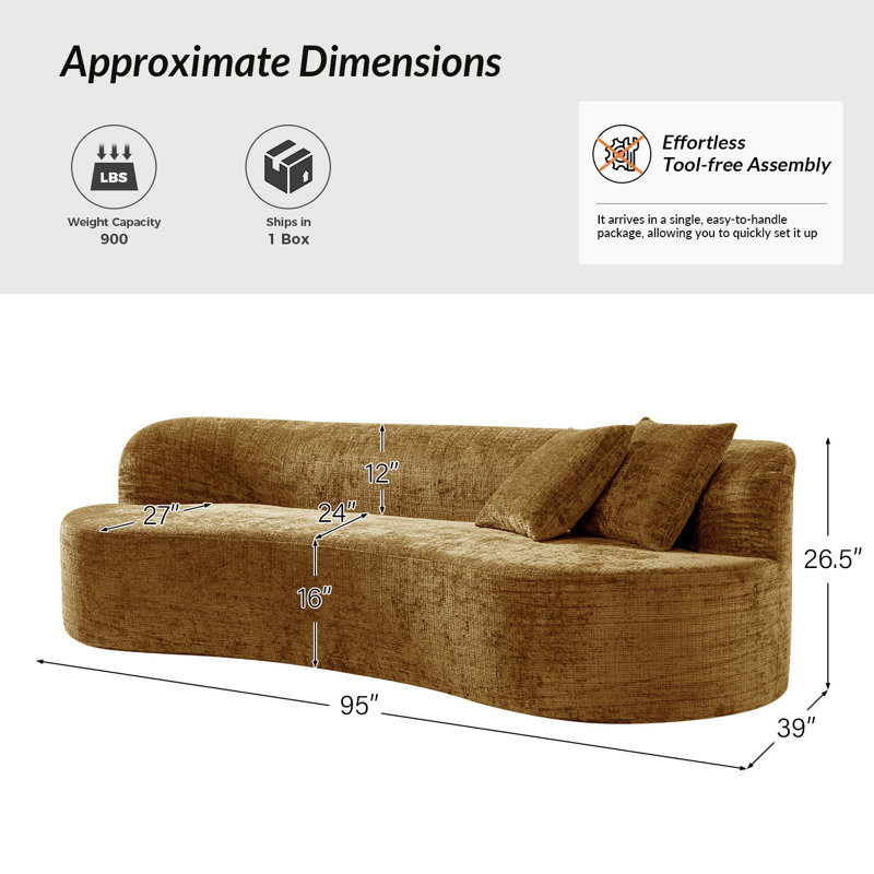 Canapé Eliseo Boneless L 94,5 po, Or