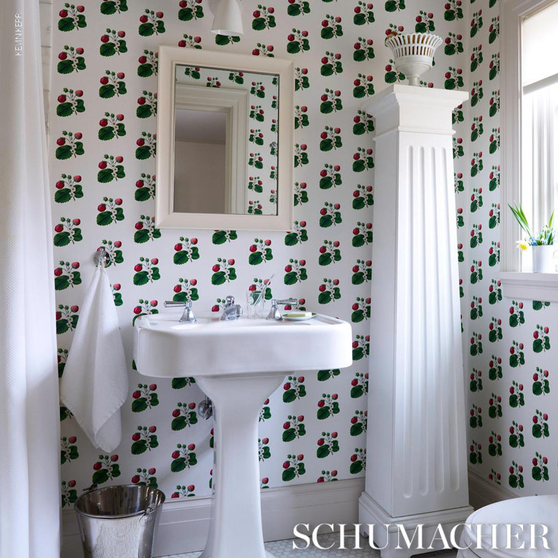 Schumacher x Johnson Hartig Strawberry Hill Wallpaper, Blue