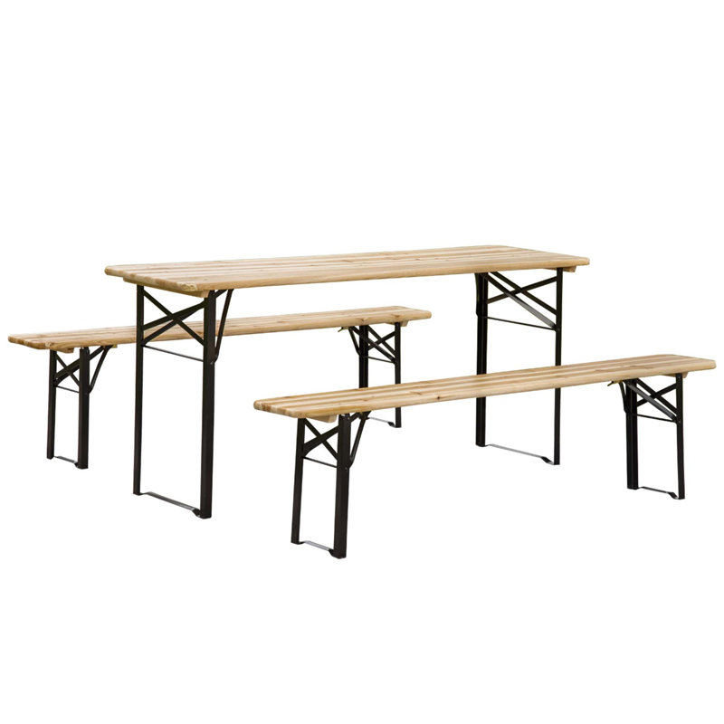 Outsunny 6' Portable Picnic Table And Bench Set, Outdoor Wooden Folding Camping Dining Table Set For Patio Garden Outdoor Activities