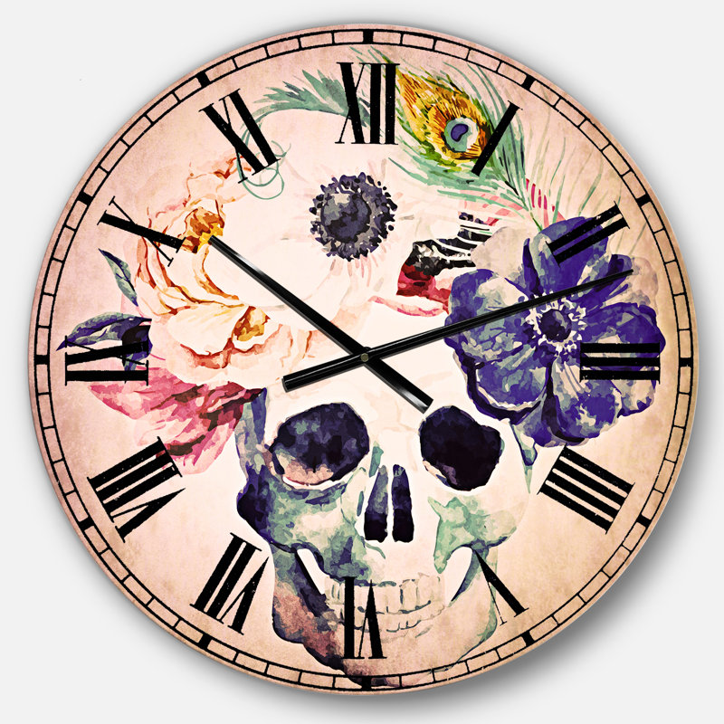 Anemones and Scull - Horloge murale bohémienne, Moyen