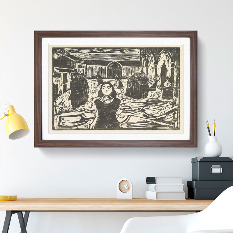 The Last Hour by Edvard Munch - Picture Frame Painting, Walnut, 36cm H x 48cm W x 2cm D