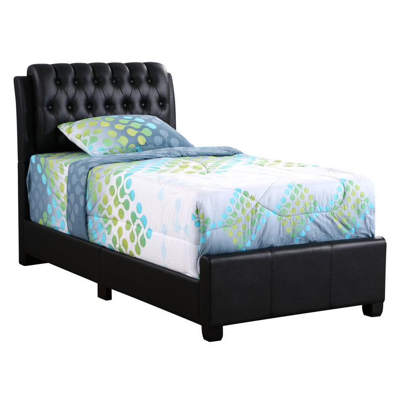 Lit double contemporain noir élégant - 48 po de hauteur x 57 po de largeur et 83 po de profondeur, pour une utilisation quotidienne, noir élégant, design minimaliste, assemblage requis avec une structure de style moderne 48h 57 'x 83', tous les jours