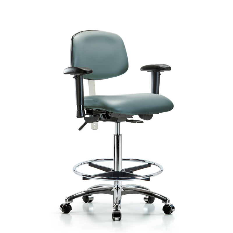 Vinyl Task Chair, Sky Blue, Casters