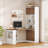 74.8"H Bookcase and Desk Combination with Mobile Desk, Flexible Pairing Options, White & Wood Finish 
