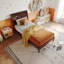Lit plateforme en bois massif avec pied de lit assorti Ambrey-864761706-864761707