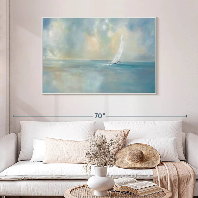 Cap sur la tête, 46 po x 31 po, Cadre flottant blanc