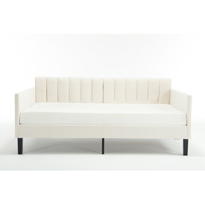 Elena  Beige Velvet Upholstered Daybed