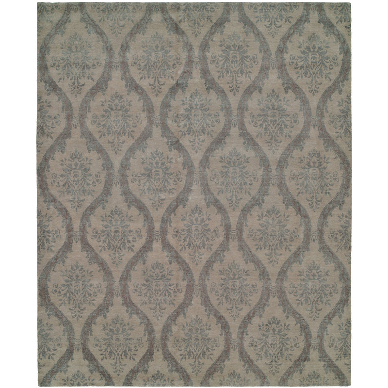 Wool Damask Indoor Rug, Rectangle 6' x 9'