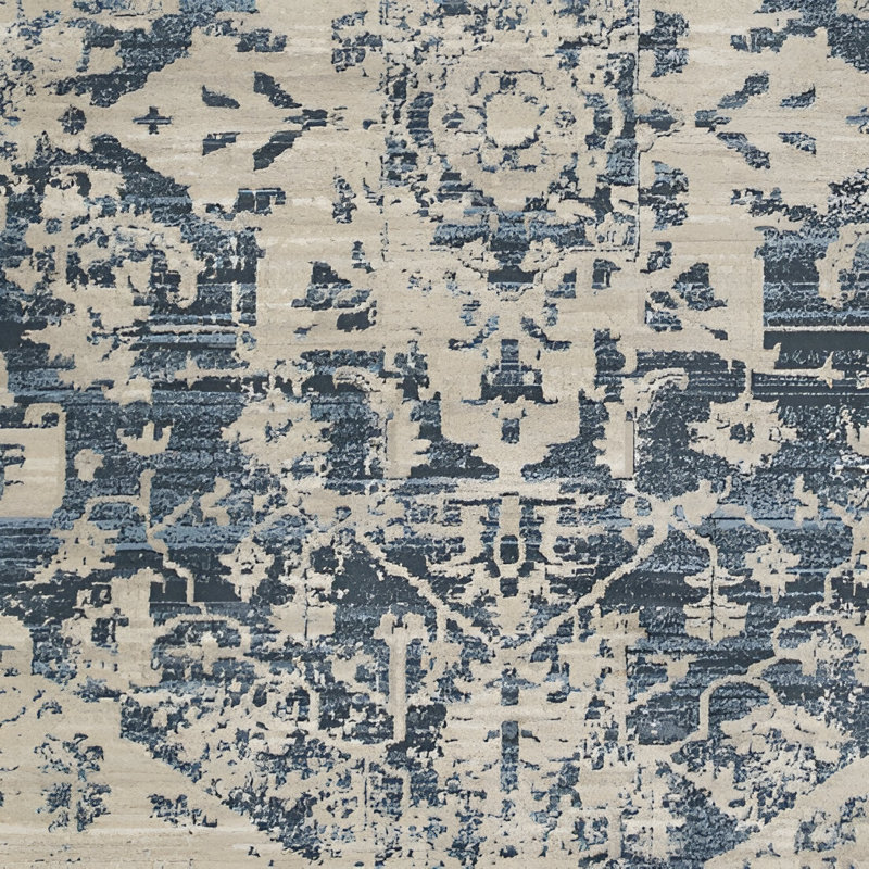 Tapis oriental rond 8 po ivoire Dhurrie