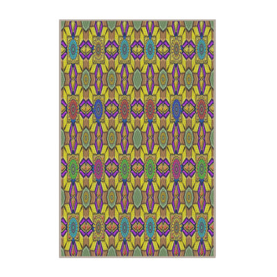 Tapis jaune / bleu / brun clair Southwestern