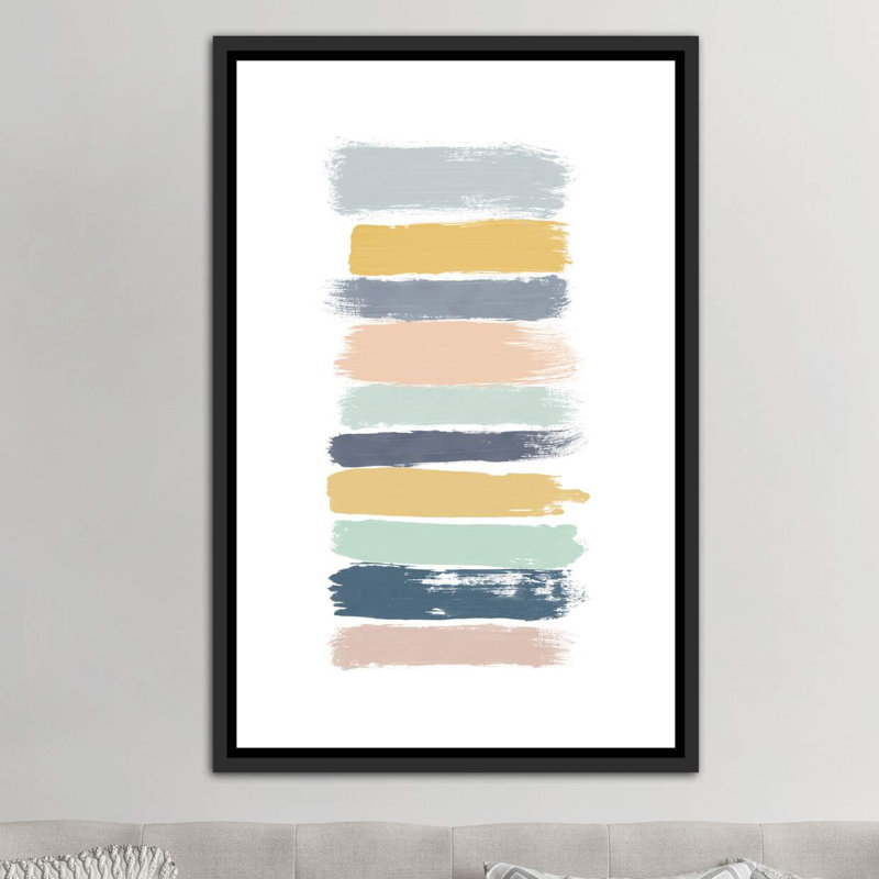 « pastel rayures »-« painting prints », reproduction d’art, H 48 po x l 32 po x P 1,5 po, Toile avec cadre noir