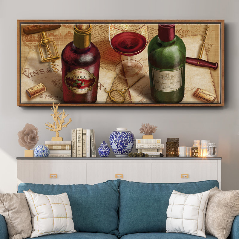 Wine Pairing- Framed Canvas, 8" H x 20" W