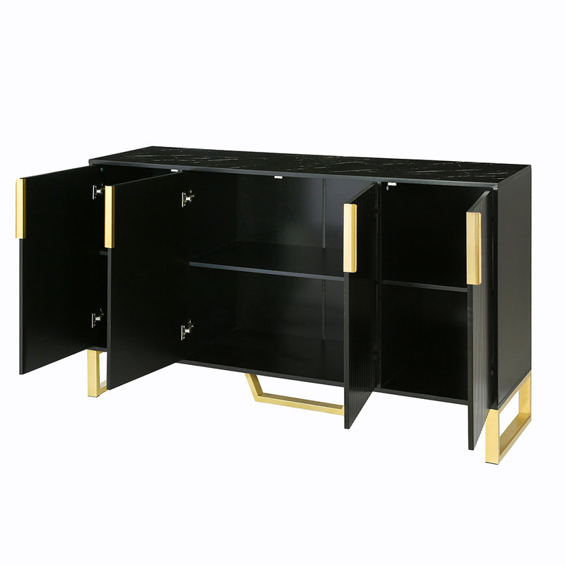 Kurosh Modern Sideboard with Four Doors, Black