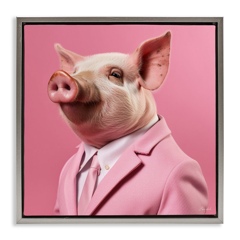 Pink Pig Fashion, Luster Gray Floater Frame, 18" H x 18" W