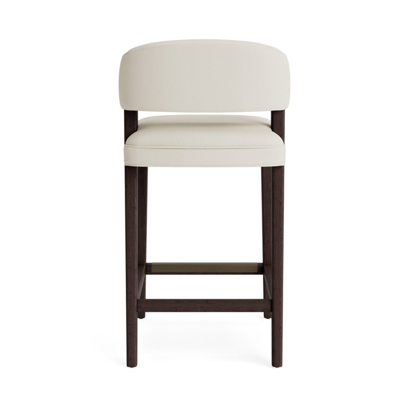 Keane Leather Bar Stool, Java, Greenwich Performance Leather - Cream, Bar Stool (30” Seat Height)