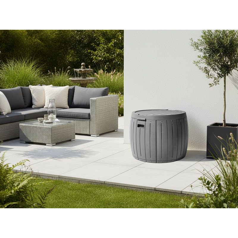 17 Stories 56cm W 161L Polyethylene Plastic Lockable Deck Box in Grey