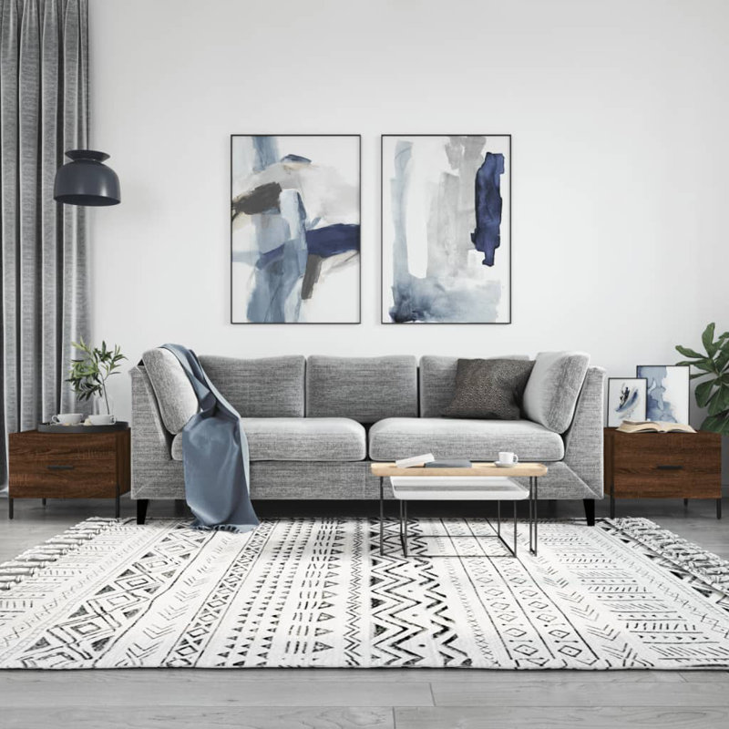 Four Leg Coffee Table with Storage, brown oak