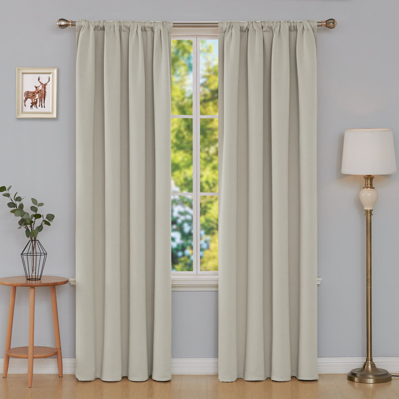 Maksymilan Room Darkening Curtain Pair, Light Beige, 38" W x 84" L