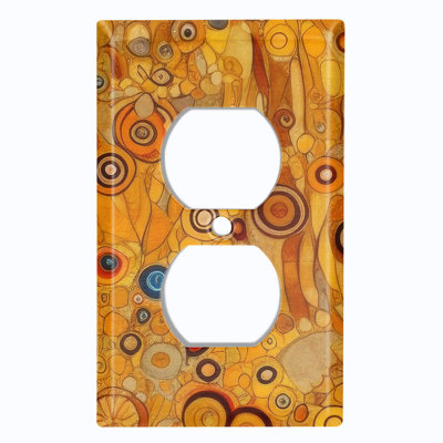 Couvercle de plaque d'interrupteur en métal; Toile à bascule de taille standard US 4 - fleur de style Klimt, art abstrait