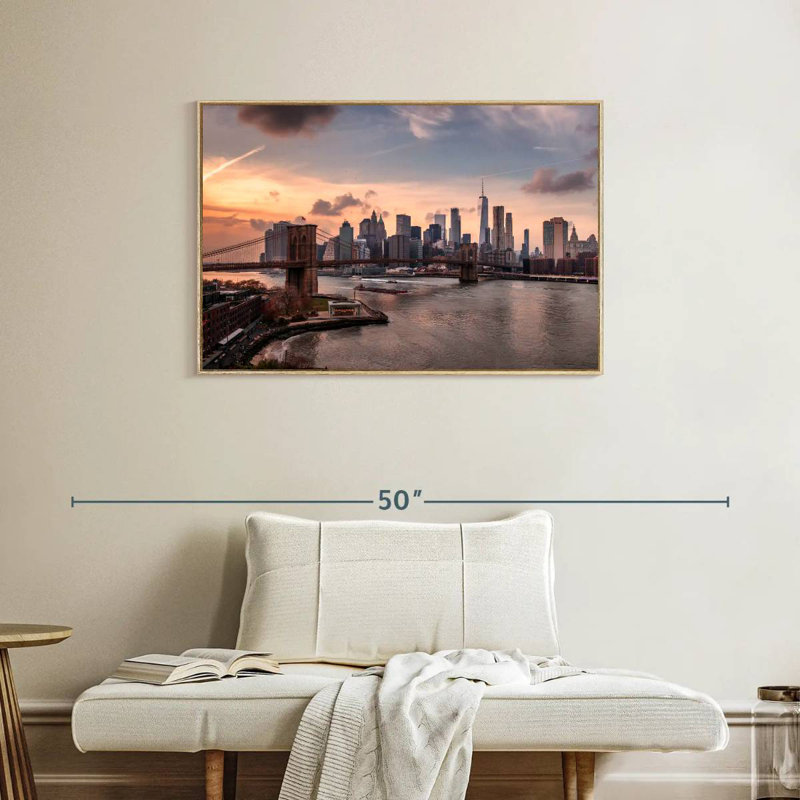 Brooklyn Dusk, Cadre flottant en bois naturel, 37 po x 25 po