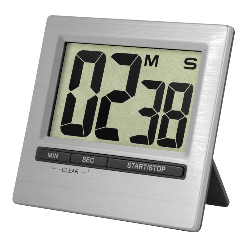 Digital Mechanical Tabletop Clock with Alarm, Silver