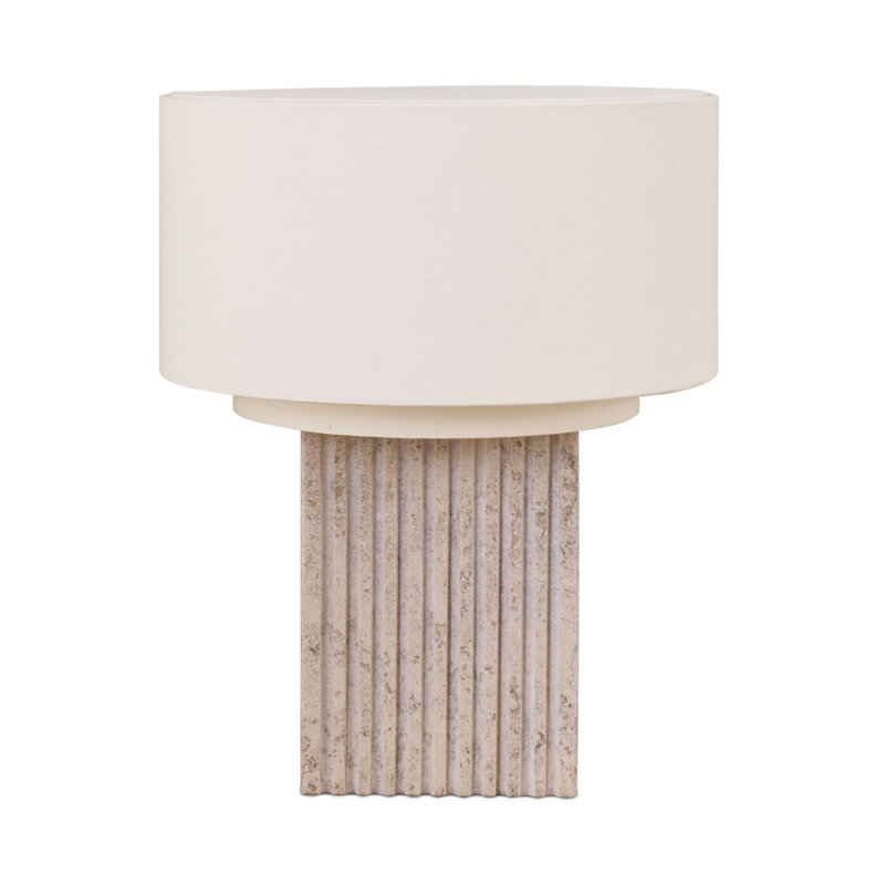 Lampe de table en calcaire naturel 15 po avec abat-jour en coton crème Atticus