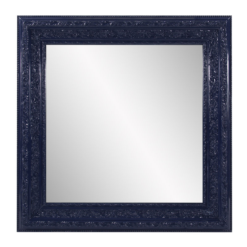 Beveled Accent Mirror, Glossy Navy Blue