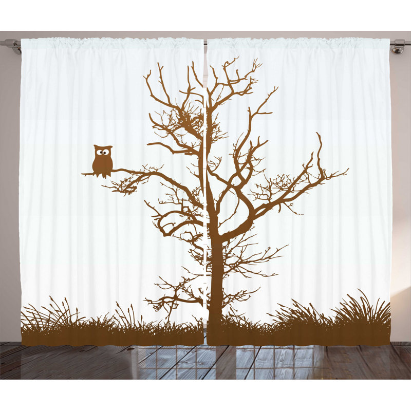 Owl Semi-Sheer Rod Pocket Curtain Panels, 54" x 96"