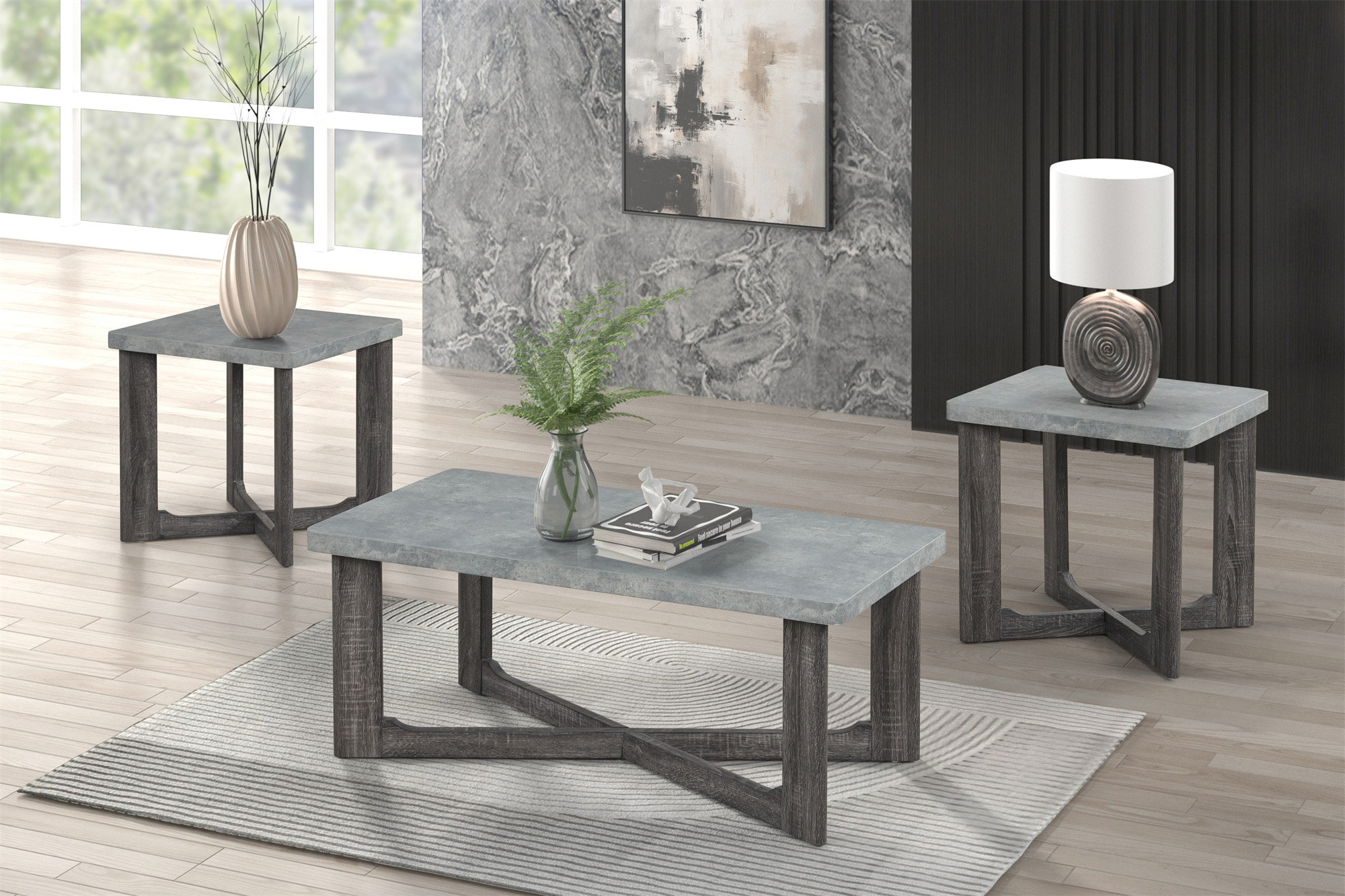Latitude Run® 3PC Coffee Table Set Rectangular Shape Coffee Table And 2 ...