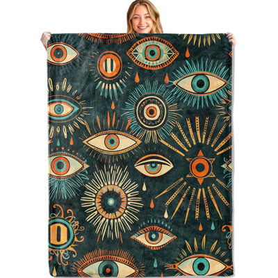 Mystic Evil Eye Throw Blanket - 40x50in, Soft, Cozy Lightweight Flannel,Cool Spiritual Boho Blankets - Gifts for Mystical Lovers,for Couch Home Living Room Decor