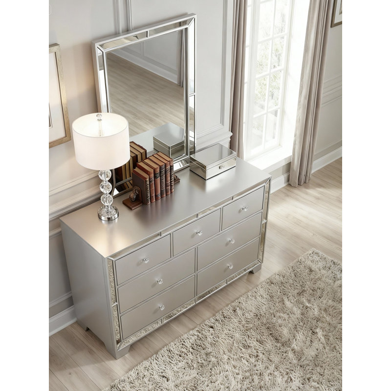 Ensemble de miroir de commode Belisa, Argent argent
