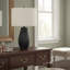 Lighting, 24 po, lampe de table, résine noire, abat-jour ivoire / crème, contemporain-1396745704