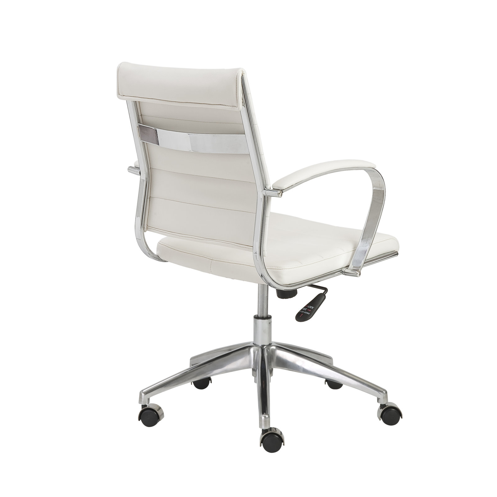 Rossie Office Chair, White Faux Leather, Fixed