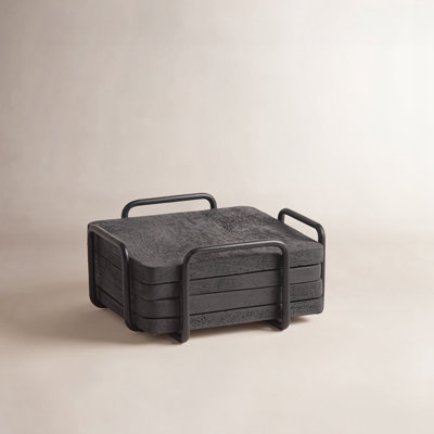 Wallis Godinger Wooden Coaster Set with Holder