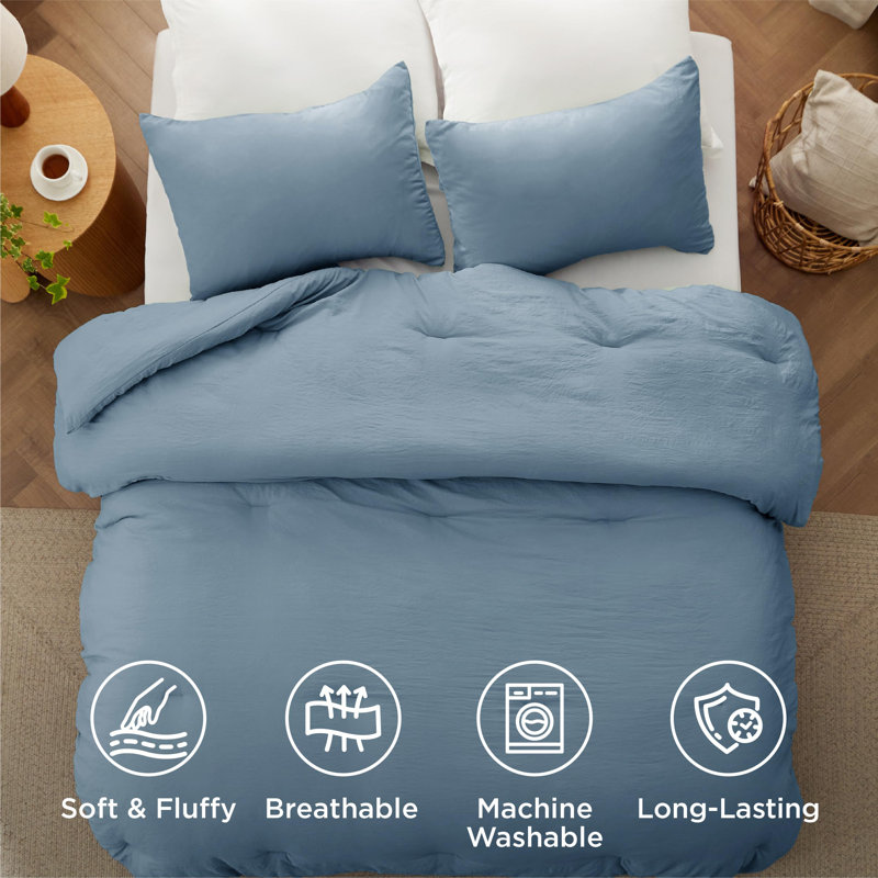 Bedsure Reversible Prewashed Comforter Set, Mineral Blue/Sky, King Comforter + 2 Standard Pillowcases