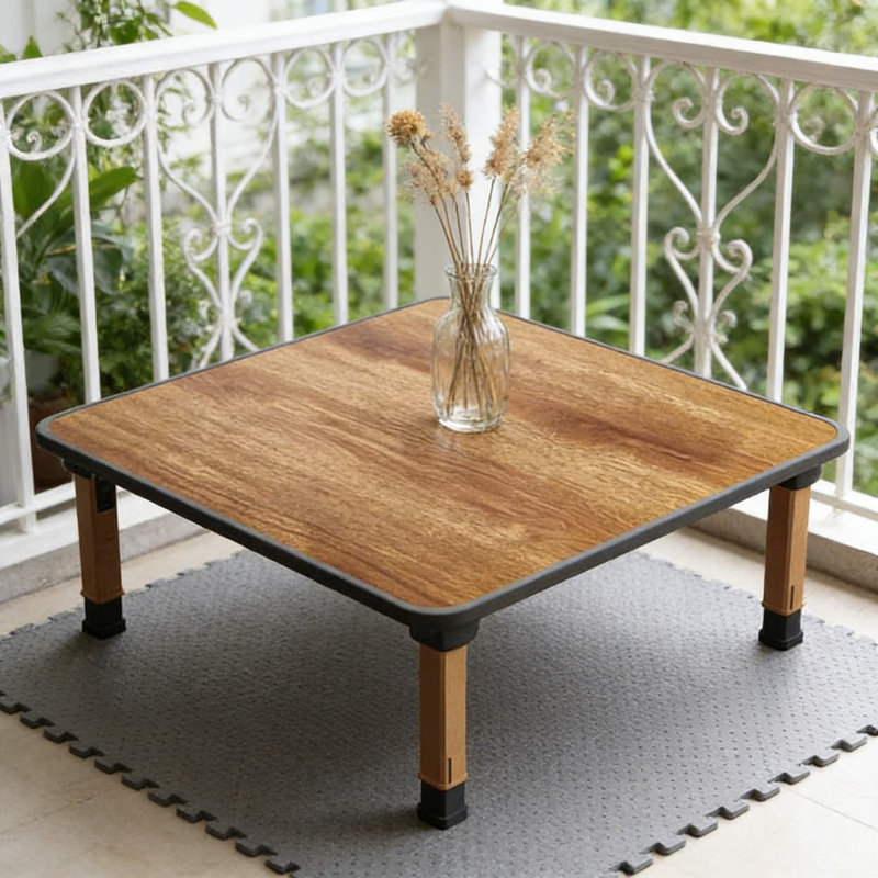Table basse japonaise pliante en bois - Table carrée réglable pour thé, café, salle à manger, ordinateur portable et méditation