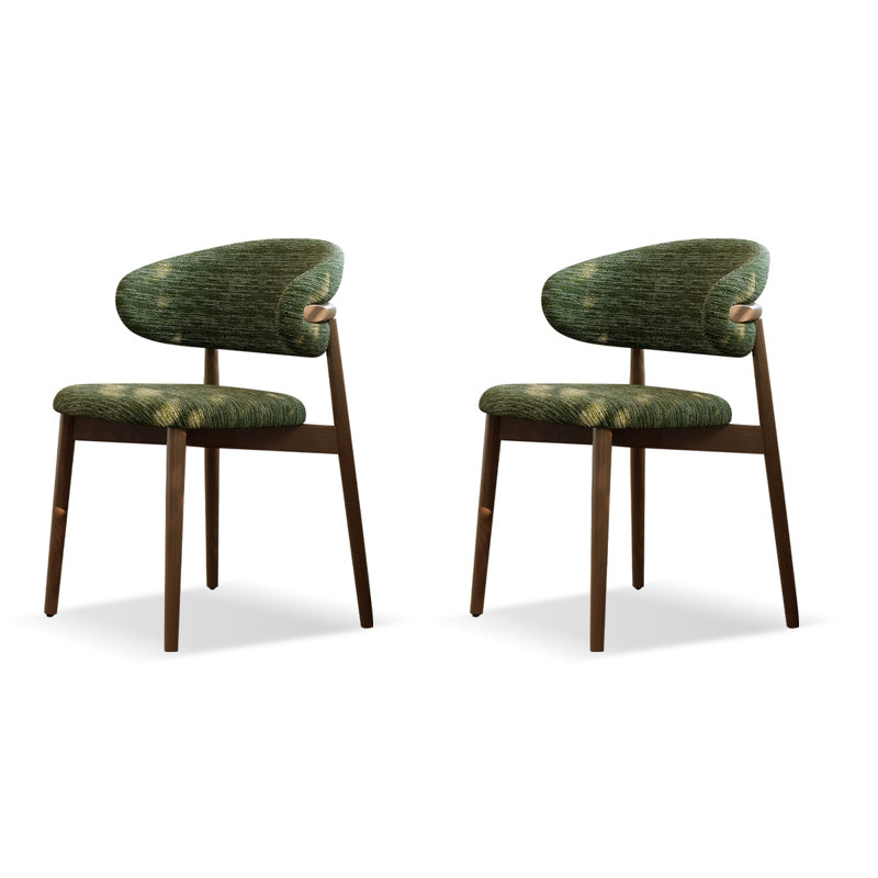 Chaise d'appoint à dossier solide vert et brun noisette (ensemble de 2), Green