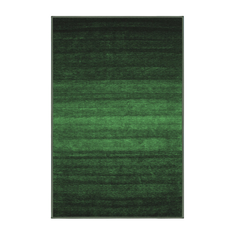 Tapis contemporains vert émeraude lavable à la machine 1776, Rectangle 2 pi x 3 pi