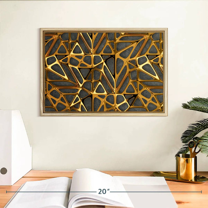 Treillis en métal doré, Cadre flottant en bois naturel, 13 po x 9 po