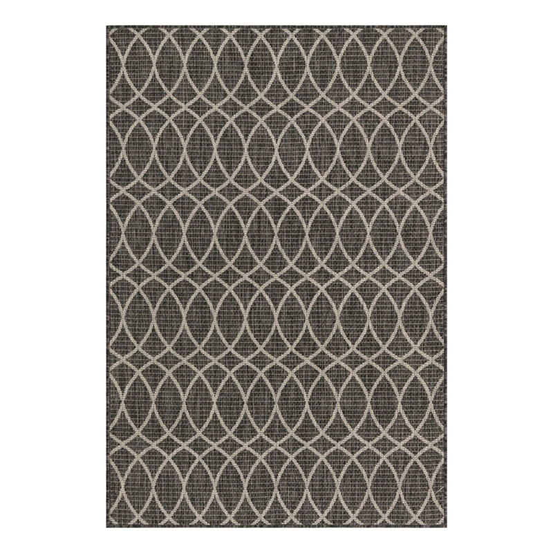 Charcoal Gitter Indoor/Outdoor Trellis Rug, Rectangle 4' x 6'