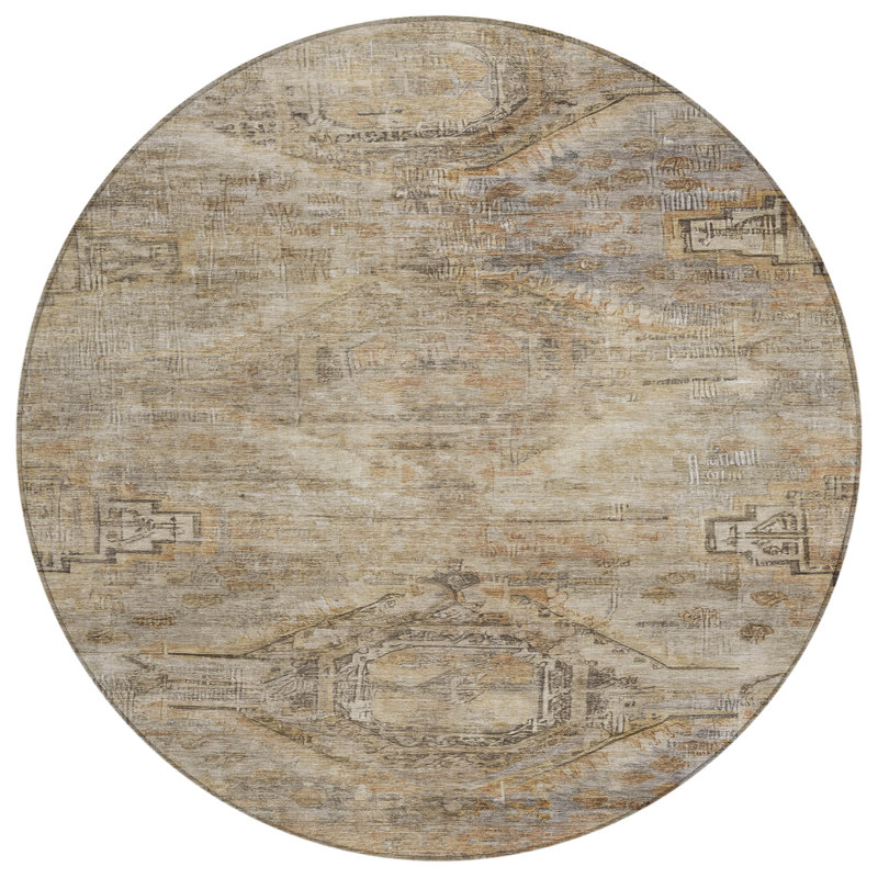 Emalisse Brown Washable Indoor-Outdoor Rug - LOOMLAN, 8' x 8'