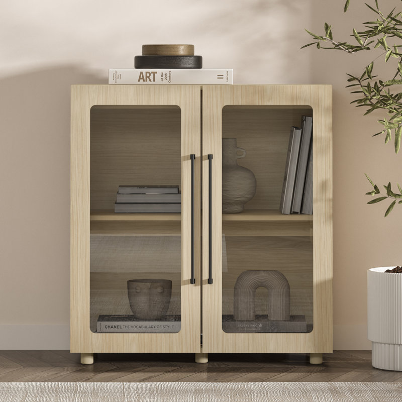 Armoire de rangement Annamaria, Oak, Glass Doors