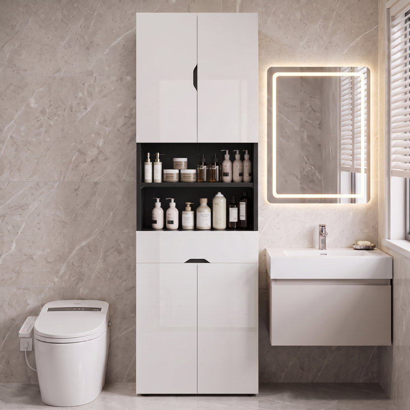 Freestanding 60cm W Bathroom Storage Cabinet, Black