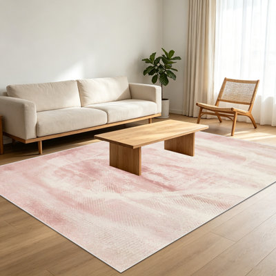 Tapis de salle à manger de couleur rosée abstraite de 1 pièce pour le salon, doux et confortable, convient à toutes les saisons, facile à entretenir, tapis de sol d'intérieur lavable à la machine, sous la table de ferme convenant à la chambre à coucher