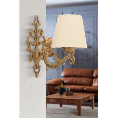 Elegant Wall Lamp with Metal Body, Cream & Gold Finish, 9.8 x 3.9 x 10.2 inches | E27 Socket, Max 40W (Bulb Not Included) | Stylish Lighting for Living Room, Bedroom & Hallway, IP20 Rated for Indoor Use