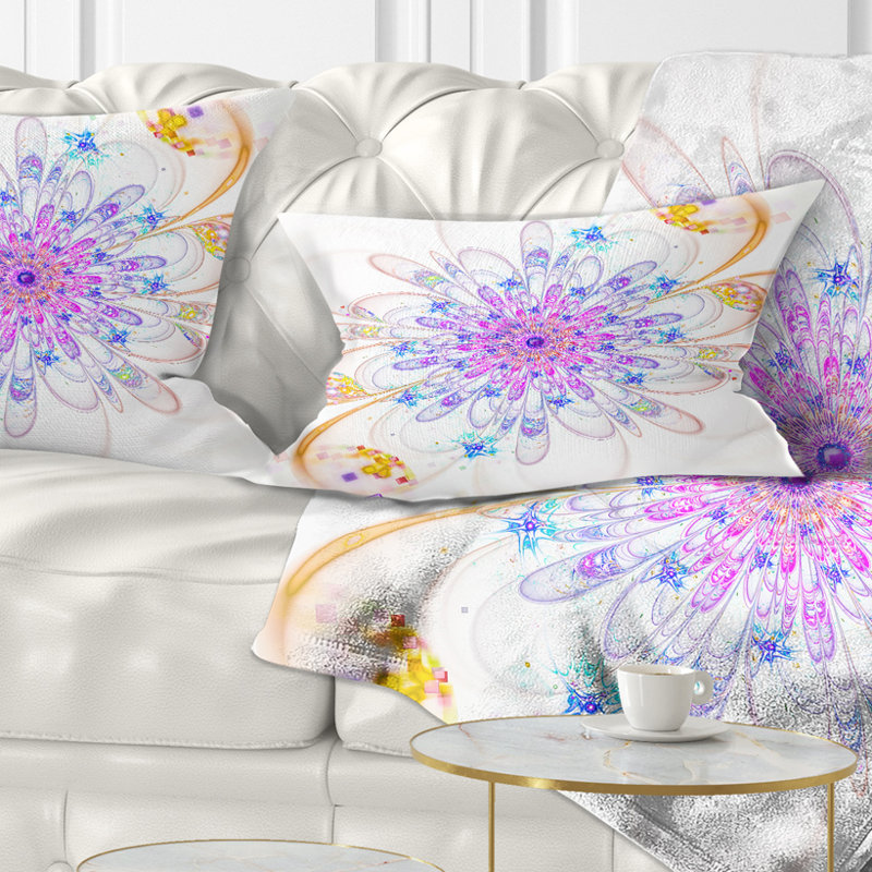 Fleur bleue fractale avec pétales abstraits - coussin à imprimé floral