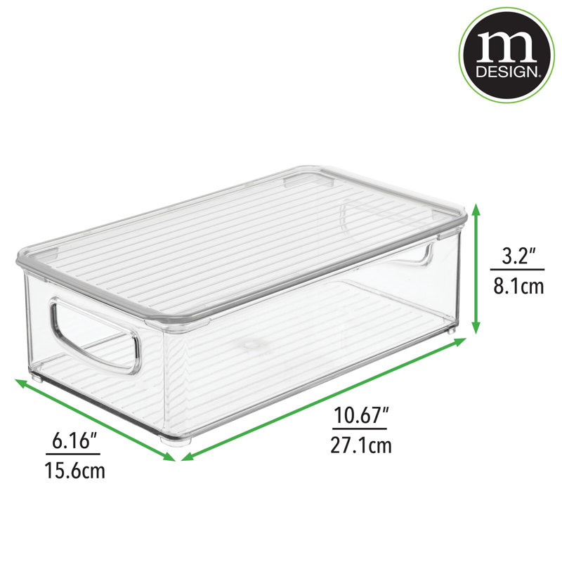 mDesign Plastic Storage Bin Box Container, Lid and Handles, 6, 5.2" H x 10.67" W x 6.16" D